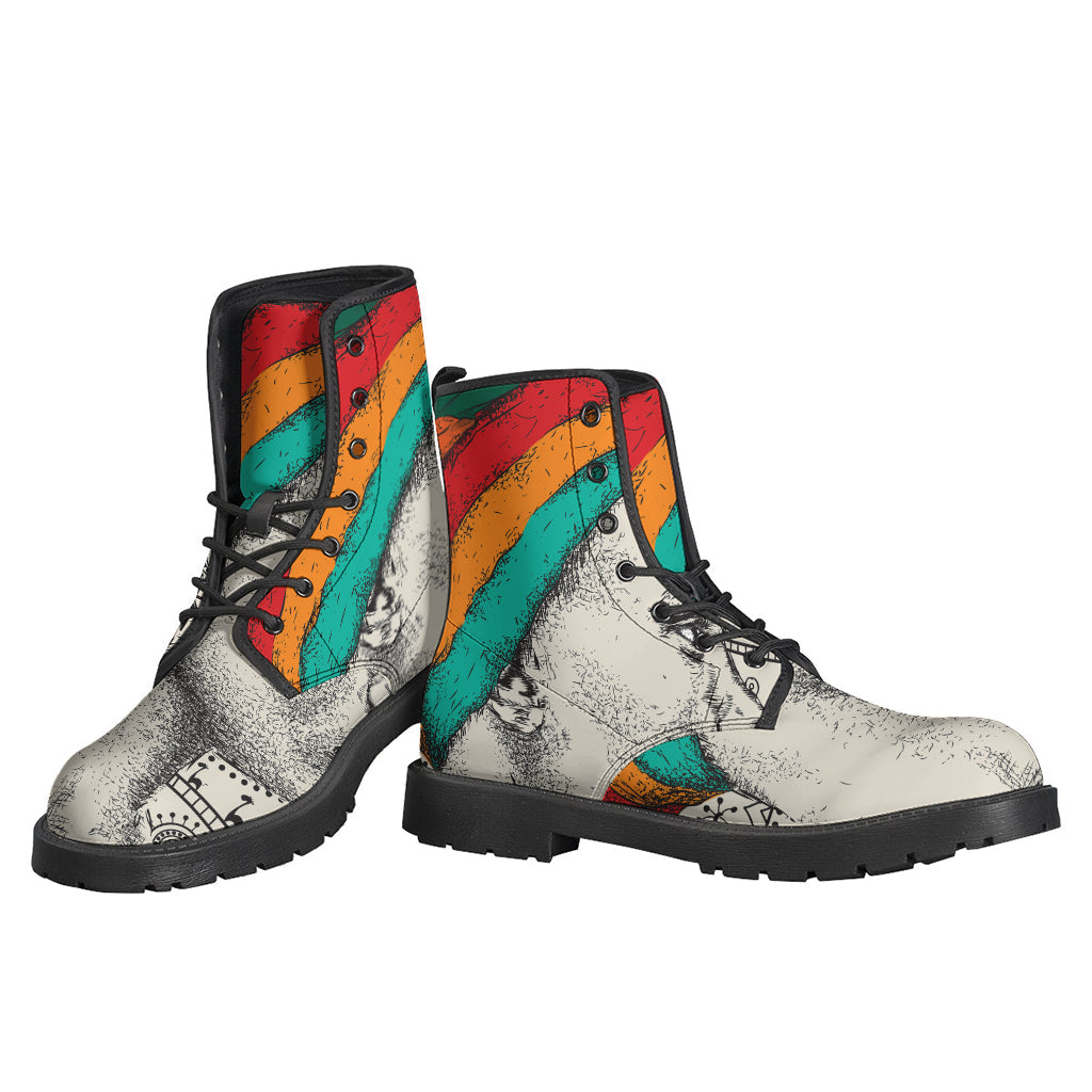 Step Out in Style with Ethnic African Girl Print Leather Boots - 3