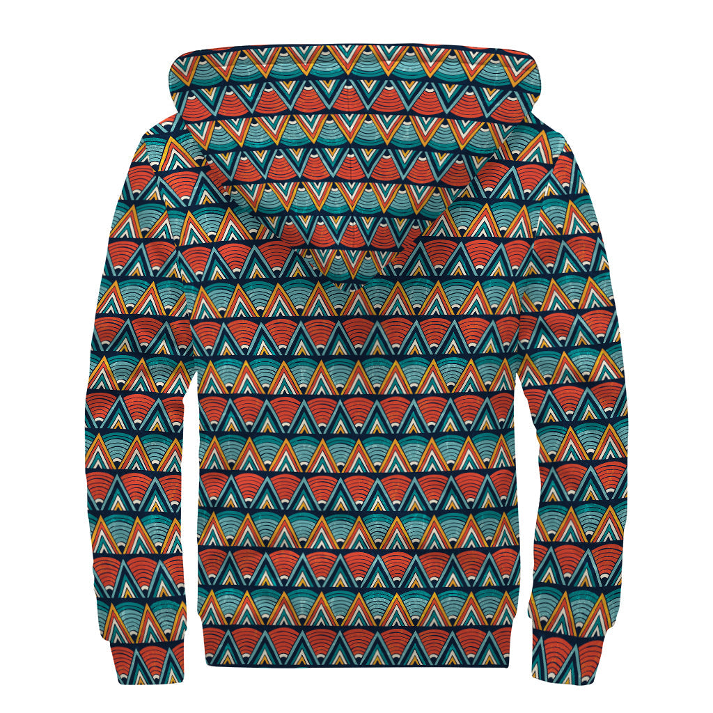 Ethnic African Inspired Pattern Sherpa Lined Zip Up Hoodie for the Free-Spirited Hippie - 2