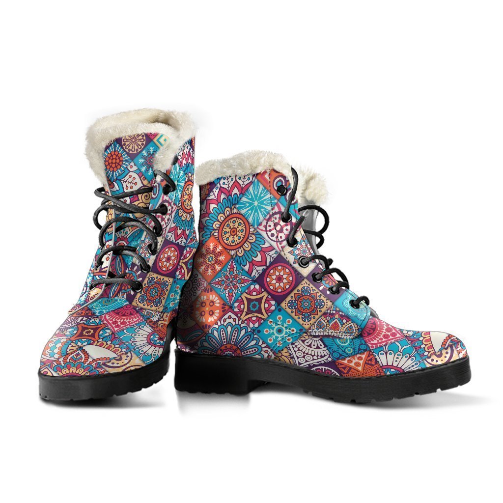 Boho Bliss: Faux Fur Leather Boots for Free-Spirited Hippies - 3