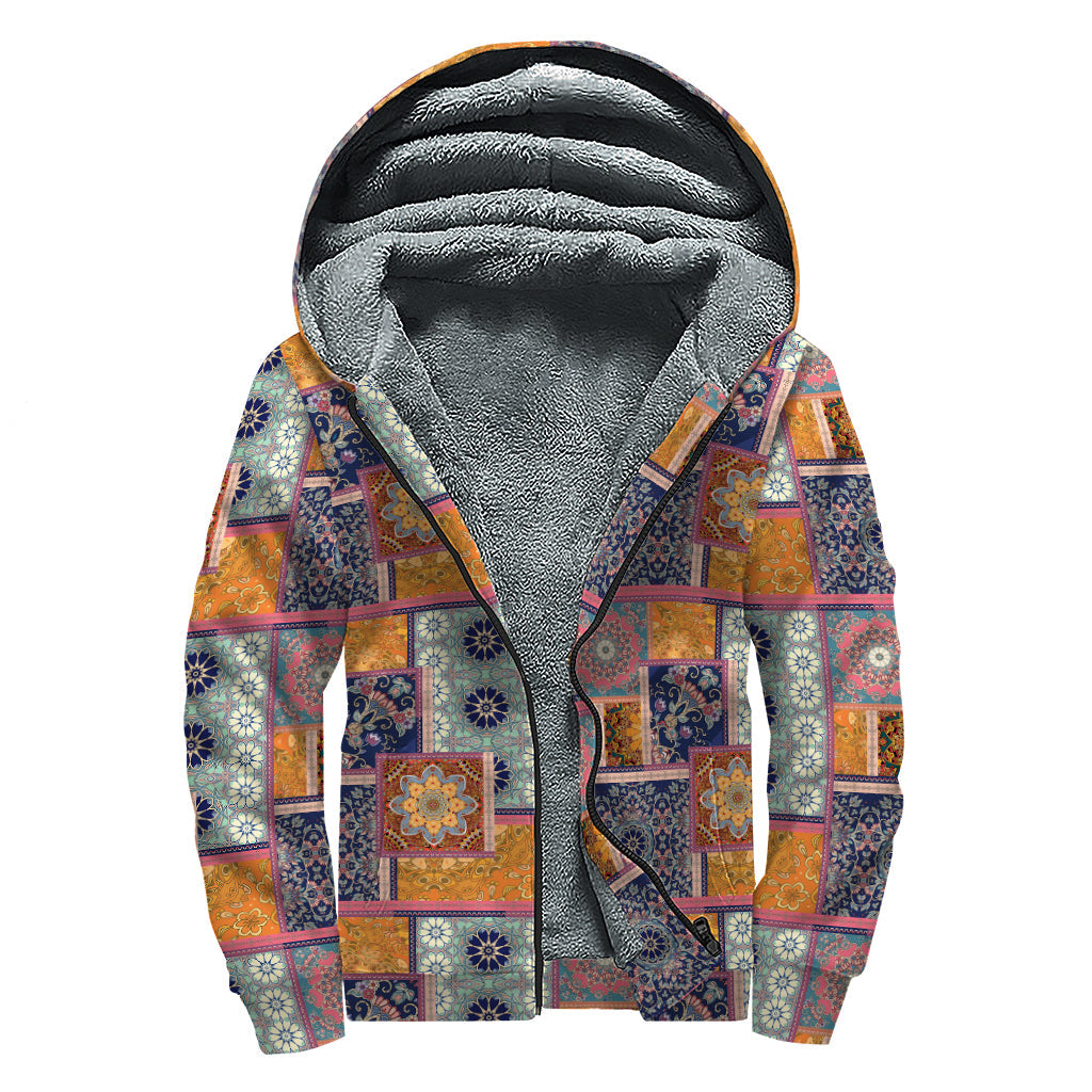 Boho Chic: Ethnically Inspired Sherpa Lined Zip Up Hoodie for the Modern Hippie - 1