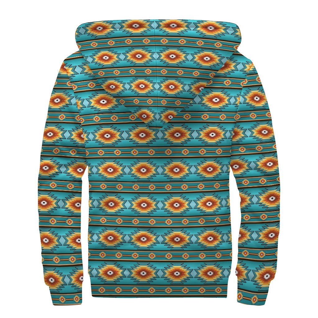 Ethnic Southwestern Navajo Print Sherpa Lined Zip Up Hoodie for the Free-Spirited Hippie - 2