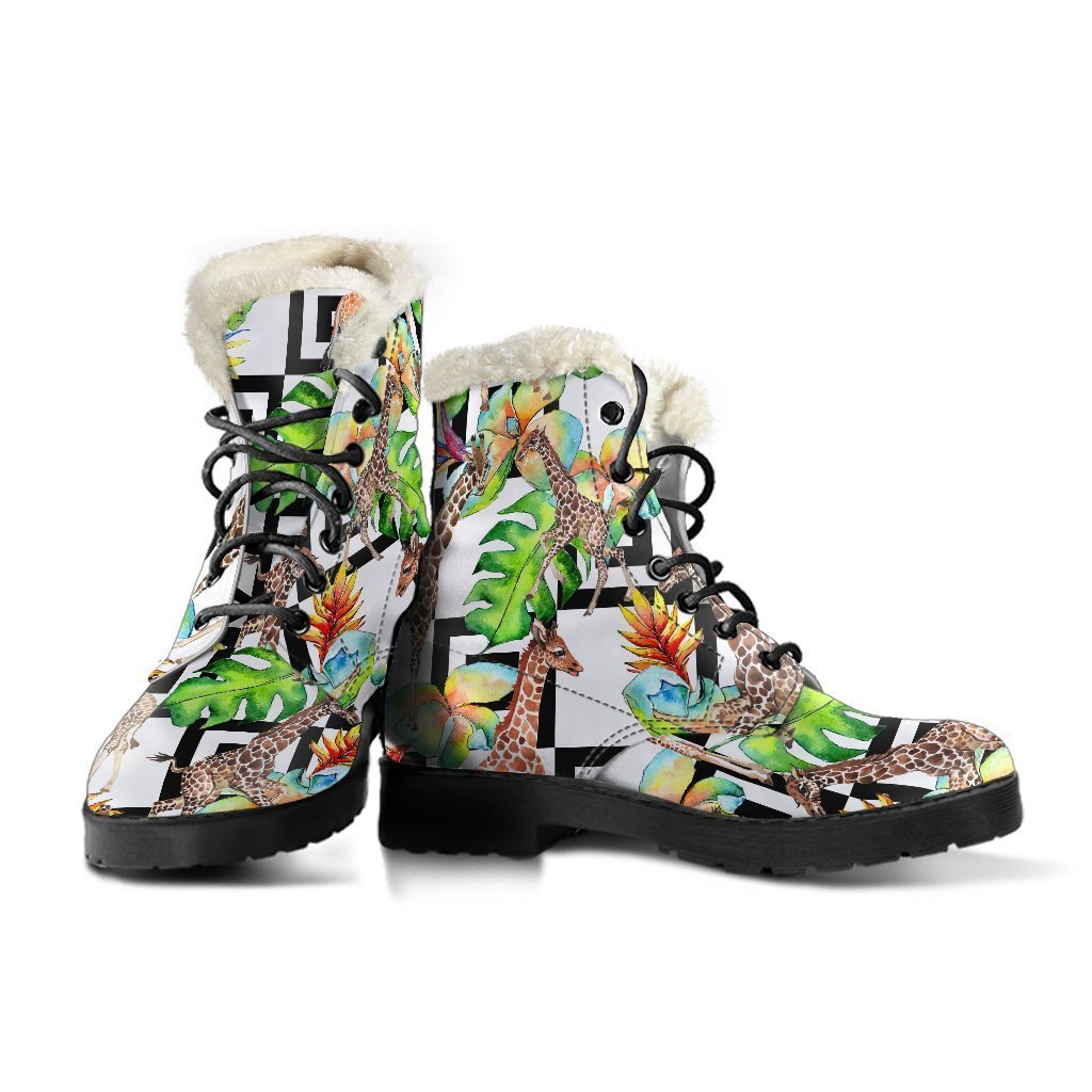 Groovy Giraffe Flair: Faux Fur Leather Boots for the Free-Spirited Hippie - 3