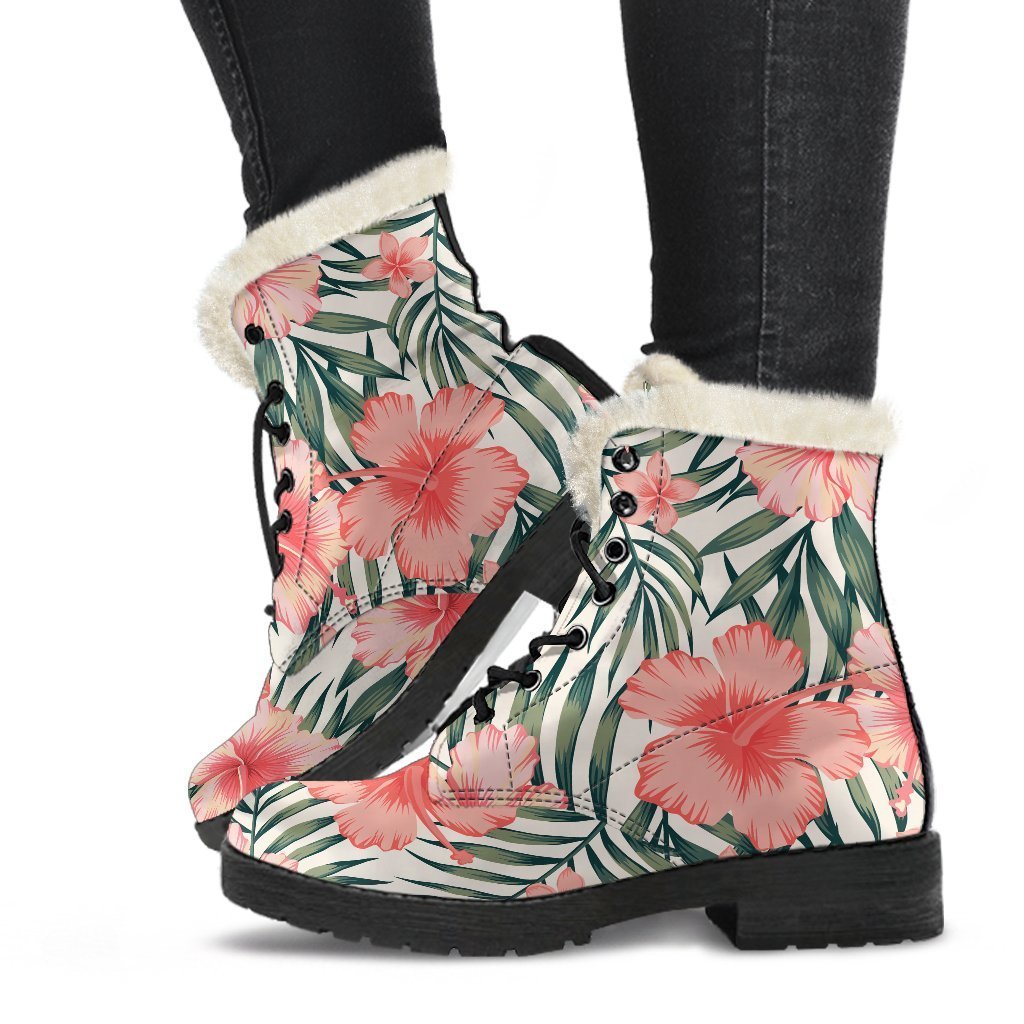 Tropical Vibe Faux Fur Leather Boots for Groovy Hippies - 1