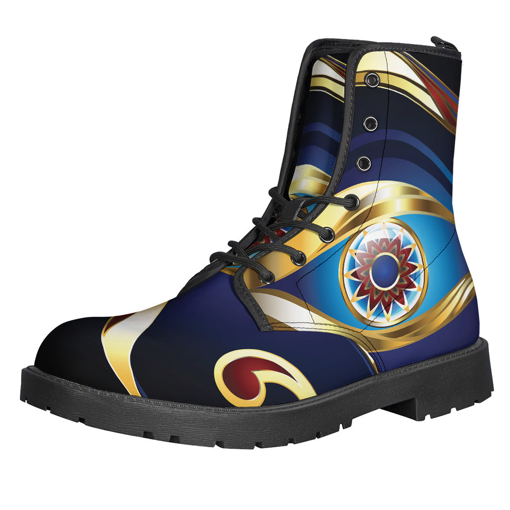 Eye of Horus Amulet Leather Lightweight Boots: Embrace Your Inner Hippie Style - 1