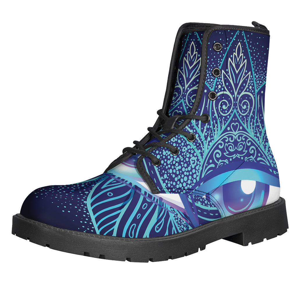 Eye of Providence Flower Print Leather Boots: For the Modern Hippie - 1