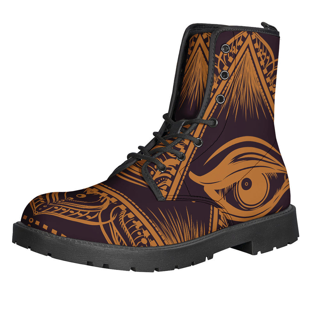 Eye of Providence Mandala Print Leather Boots for the Free-Spirited Hippie - 1