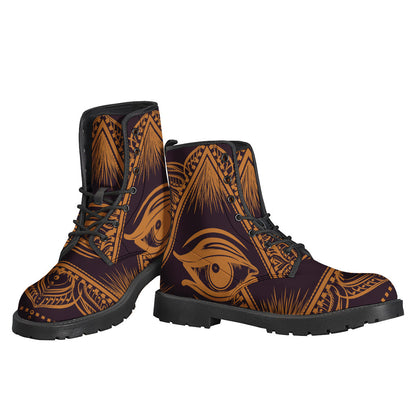 Eye of Providence Mandala Print Leather Boots for the Free-Spirited Hippie - 3