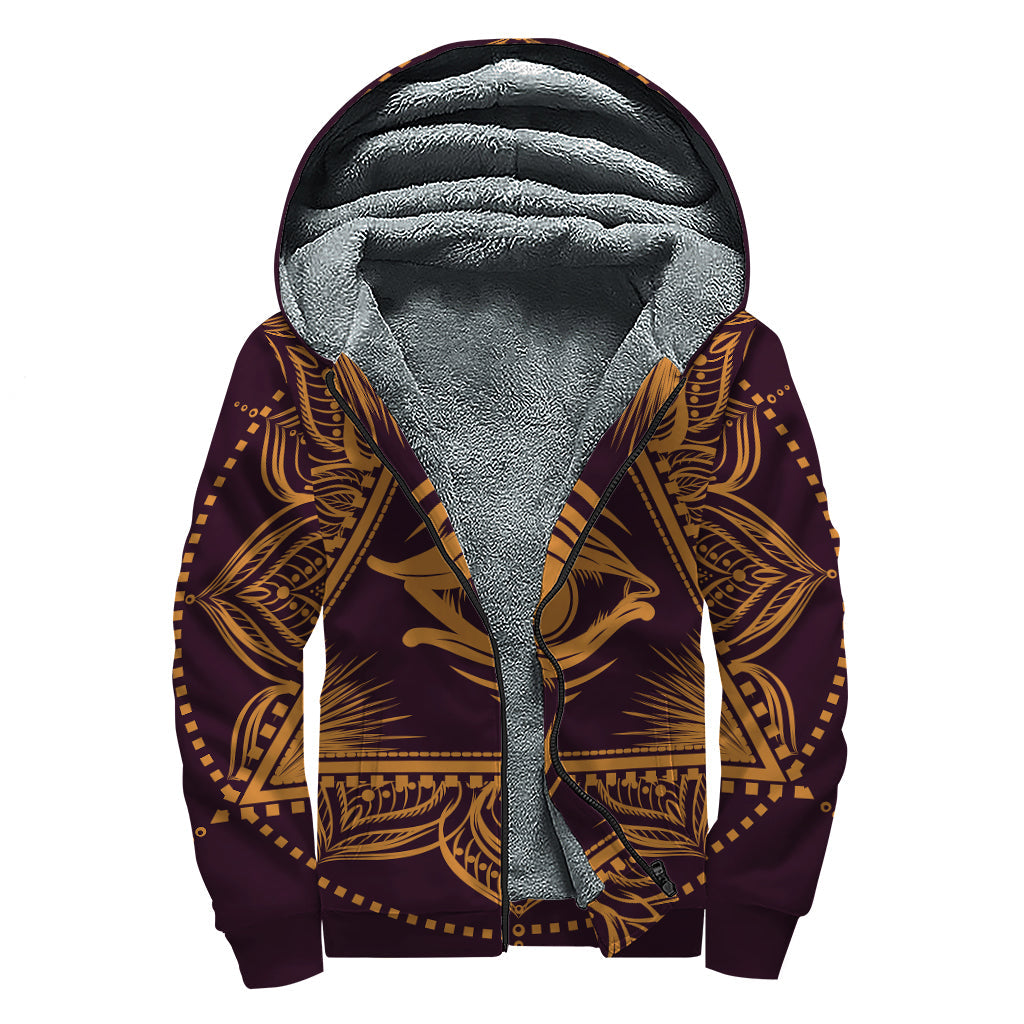 Eye of Providence Mandala Print Sherpa Lined Zip Up Hoodie for the Free-Spirited Hippie - 1