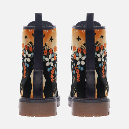 Emerald Blossoms - Butterflies Field Casual Leather Lightweight Boots For Hippies