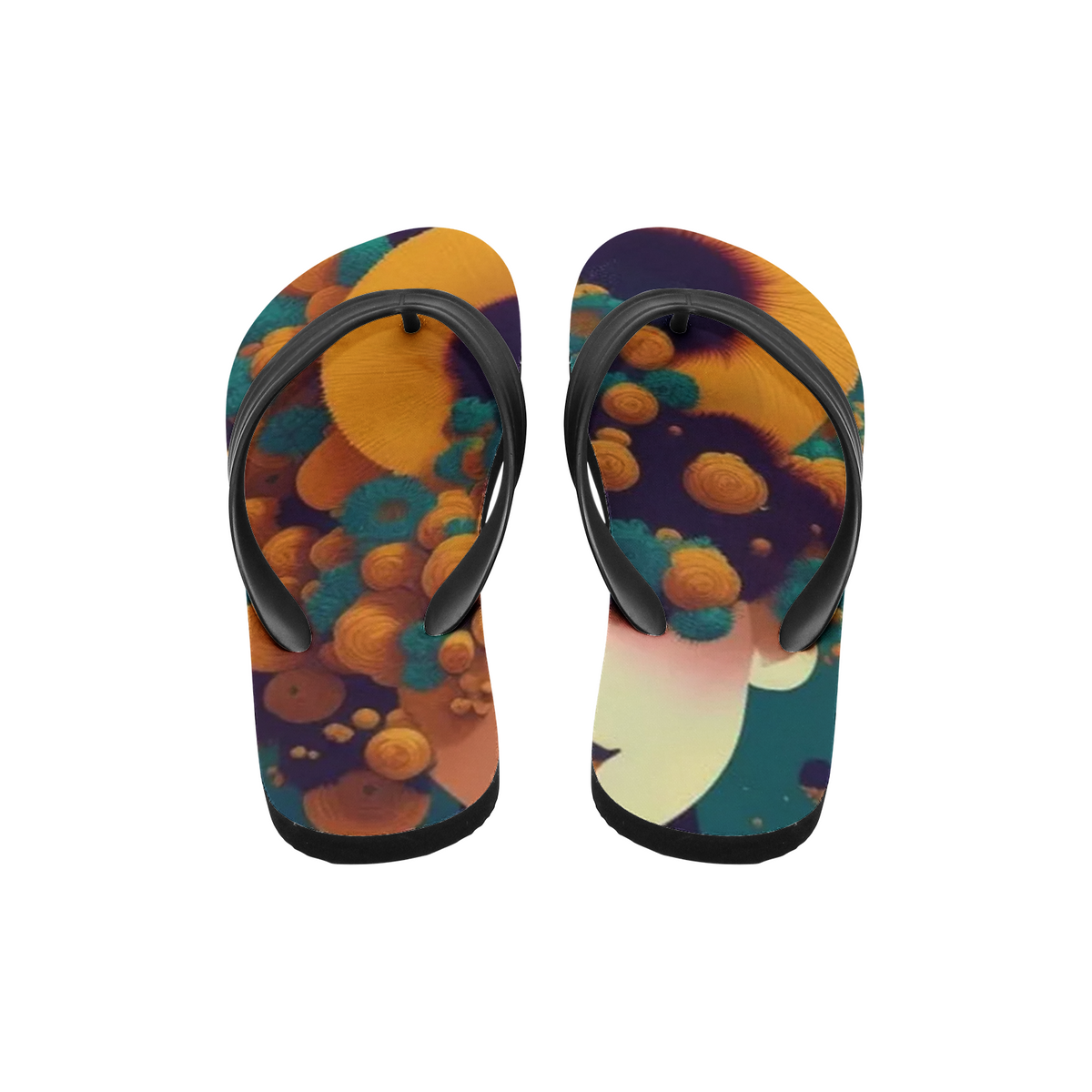 Emerald Blossoms - Mystery Girl Print on Unisex Flip Flops for Hippies