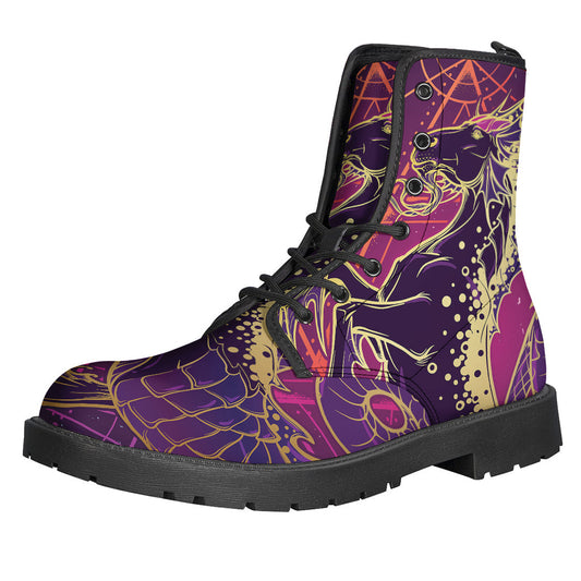 Fantastic Capricorn Sign Printed Leather Boots for Boho Vibes - 1