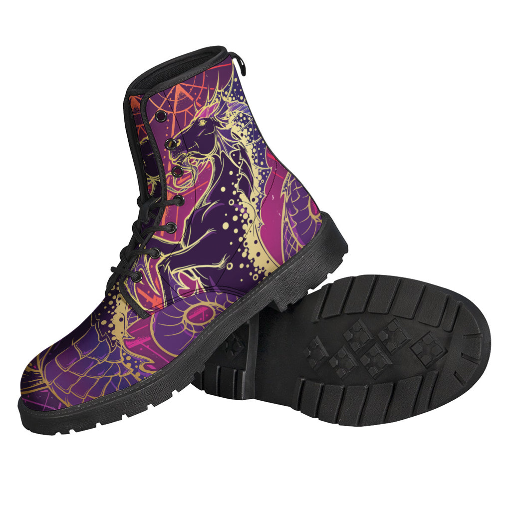 Fantastic Capricorn Sign Printed Leather Boots for Boho Vibes - 2