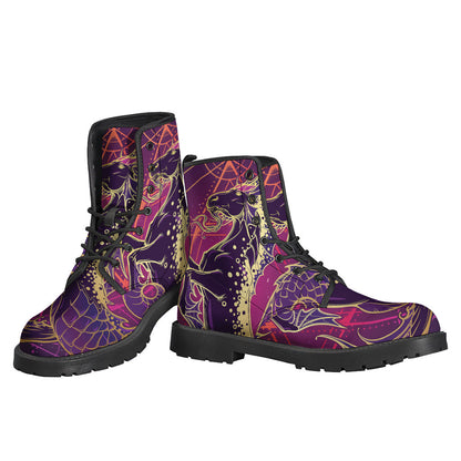 Fantastic Capricorn Sign Printed Leather Boots for Boho Vibes - 3