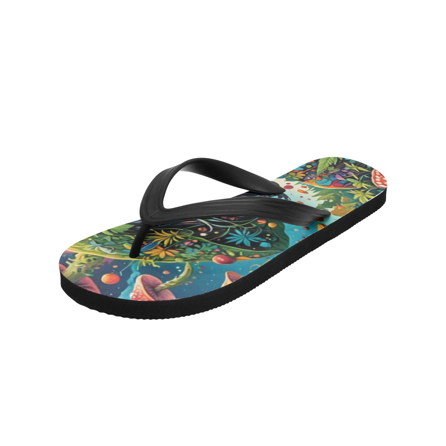 Emerald Blossoms - Green Girl Print Unisex Flip Flops For Hippies