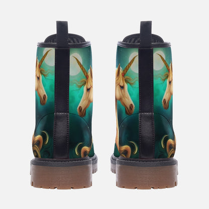 Emerald Blossoms - Magical Unicorn Casual Leather Lightweight Boots For Hippies