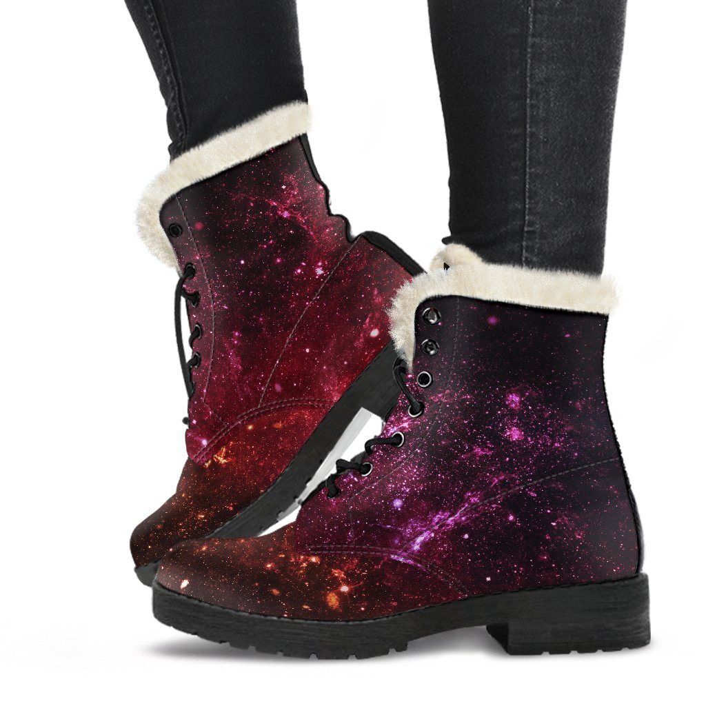 Groovy Galaxy Faux Fur Leather Boots for the Cosmic Hippie Soul - 1