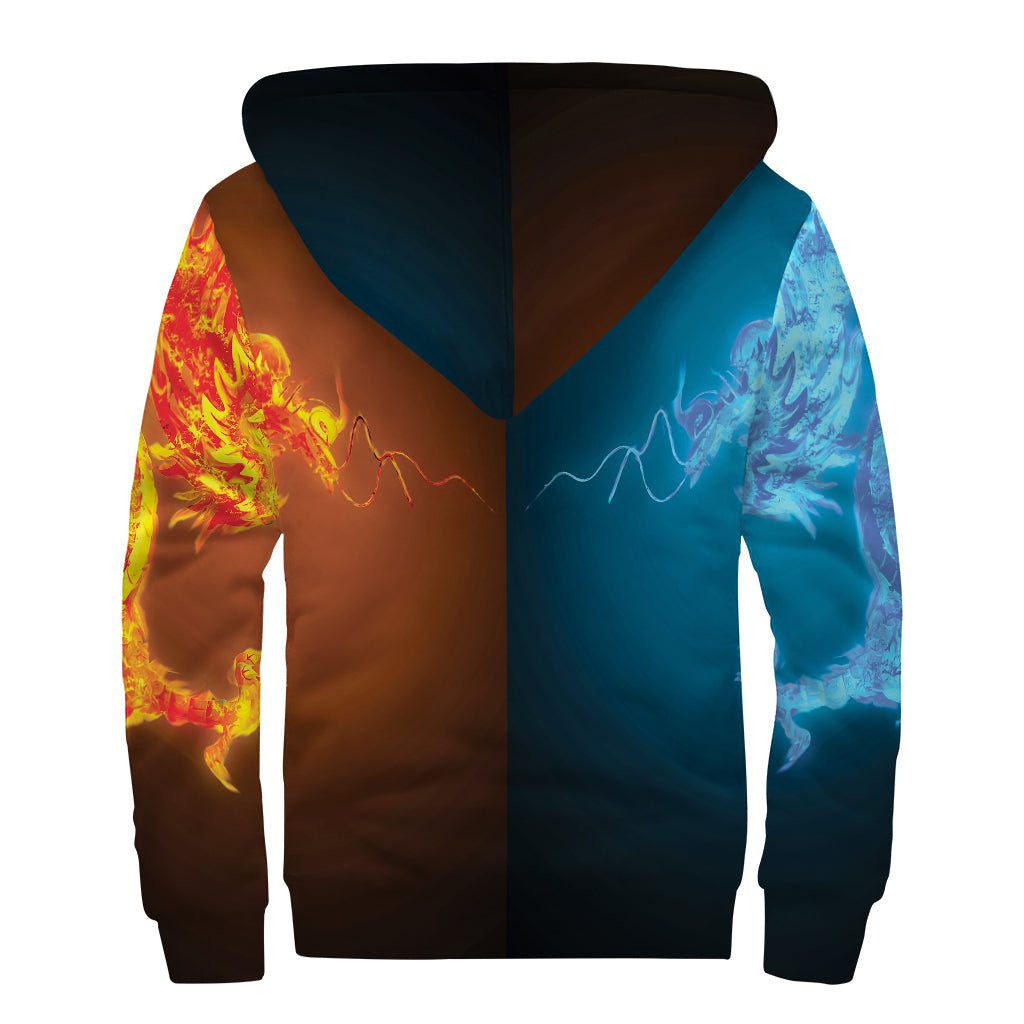 Fire and Ice Dragons Sherpa Lined Zip Up Hoodie: Embrace Your Inner Hippie - 2