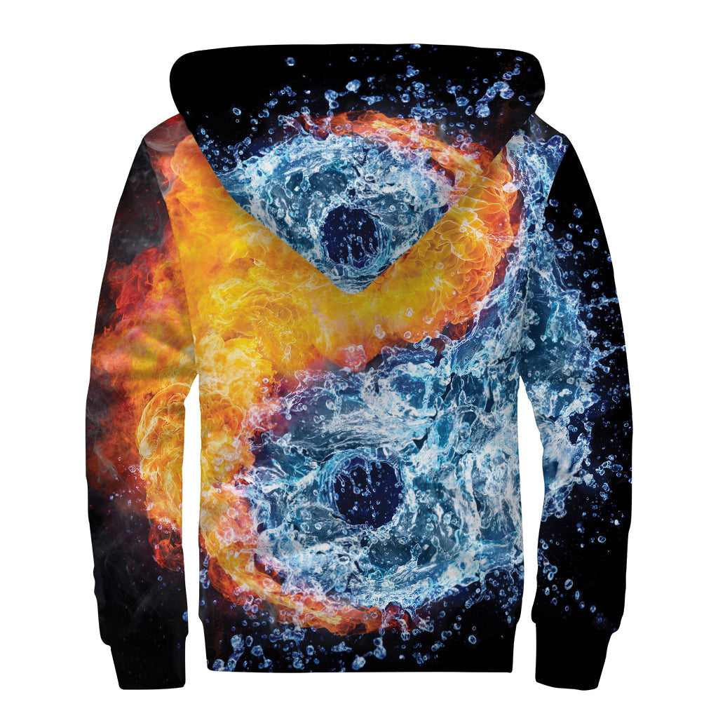 Fire and Water Yin Yang Sherpa Lined Zip Up Hoodie: Embrace Your Inner Hippie Vibe - 2