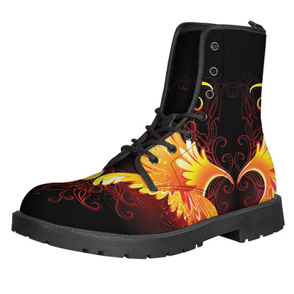 Fire Angel Wings Print Leather Lightweight Boots - Embracing the Hippie Style - 1