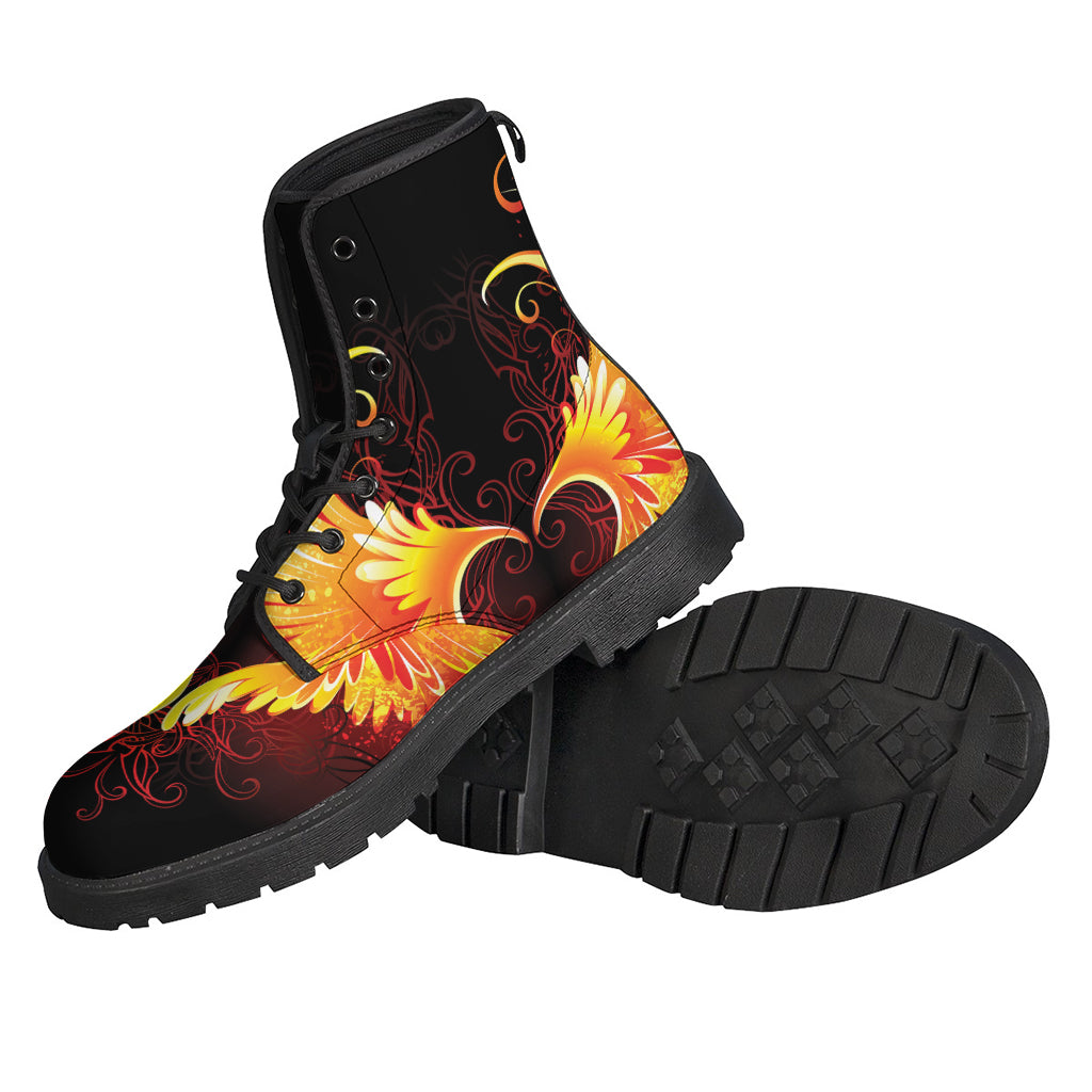 Fire Angel Wings Print Leather Lightweight Boots - Embracing the Hippie Style - 2