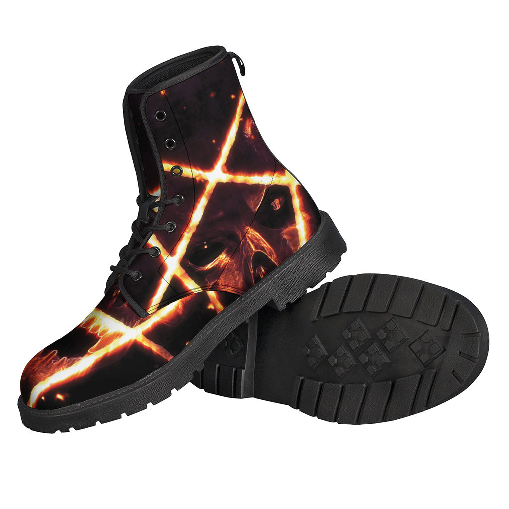 Flame Satanic Pentagram Print Leather Boots for the Stylish Hippies - 2