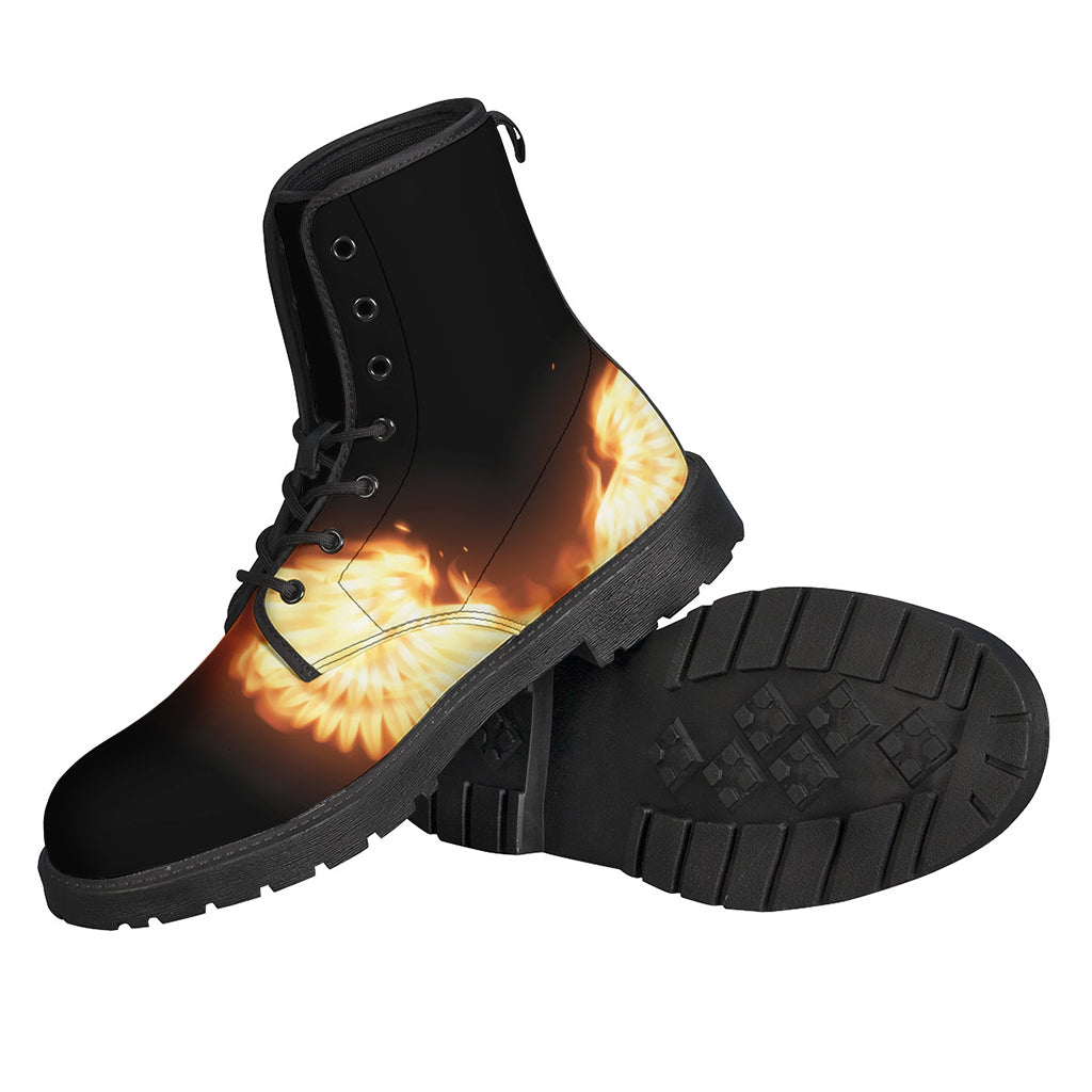 Flame Wings Print Leather Lightweight Boots for the Free-Spirited Hippie - 2