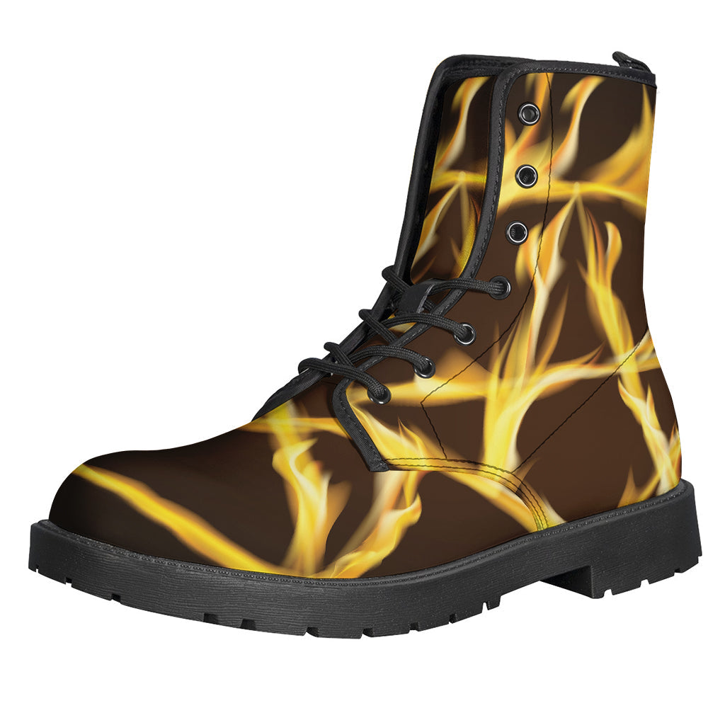 Flaming Pentagram Hippie Leather Boots: Embrace Your Inner Free Spirit - 1