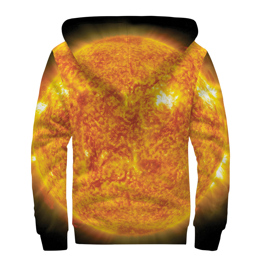 Flaming Sun Print Sherpa Lined Zip Up Hoodie: Embrace Your Inner Hippie Style - 2