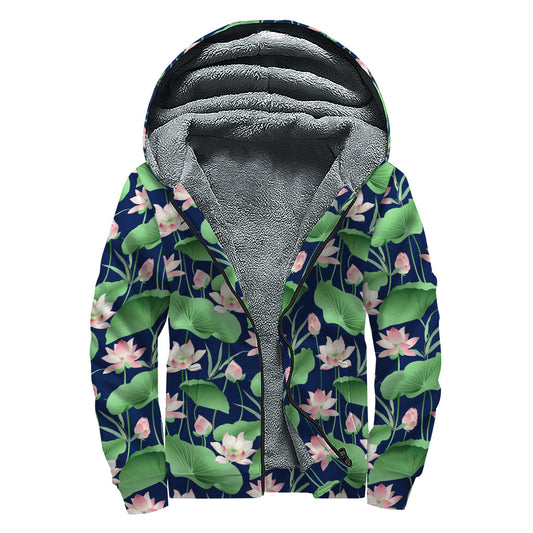 Lotus Blossom Bliss Sherpa Lined Zip Up Hoodie for Groovy Hippies - 1