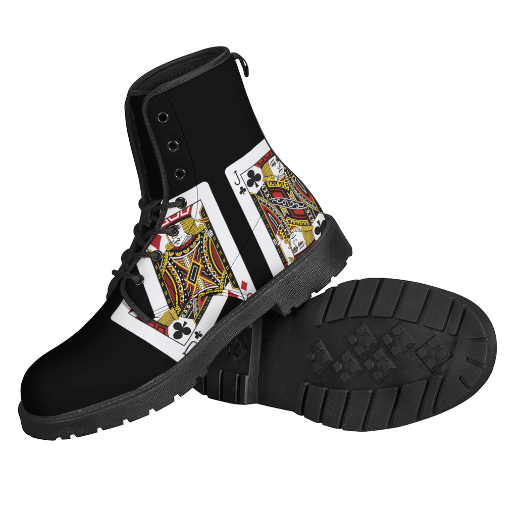 Four Jacks Playing Cards Print Leather Lightweight Boots for the Groovy Hippie - 2