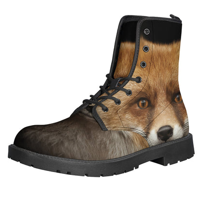 Fox Portrait Leather Lightweight Boots for the Free-Spirited Hippie Soul - 1