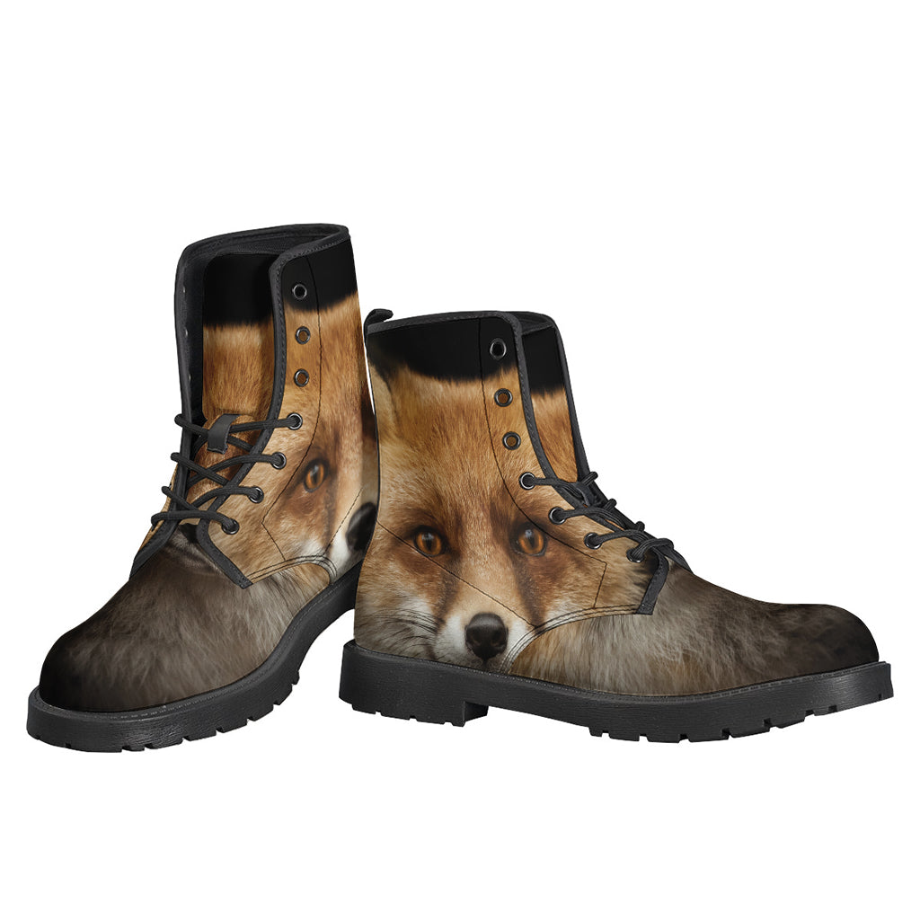 Fox Portrait Leather Lightweight Boots for the Free-Spirited Hippie Soul - 3