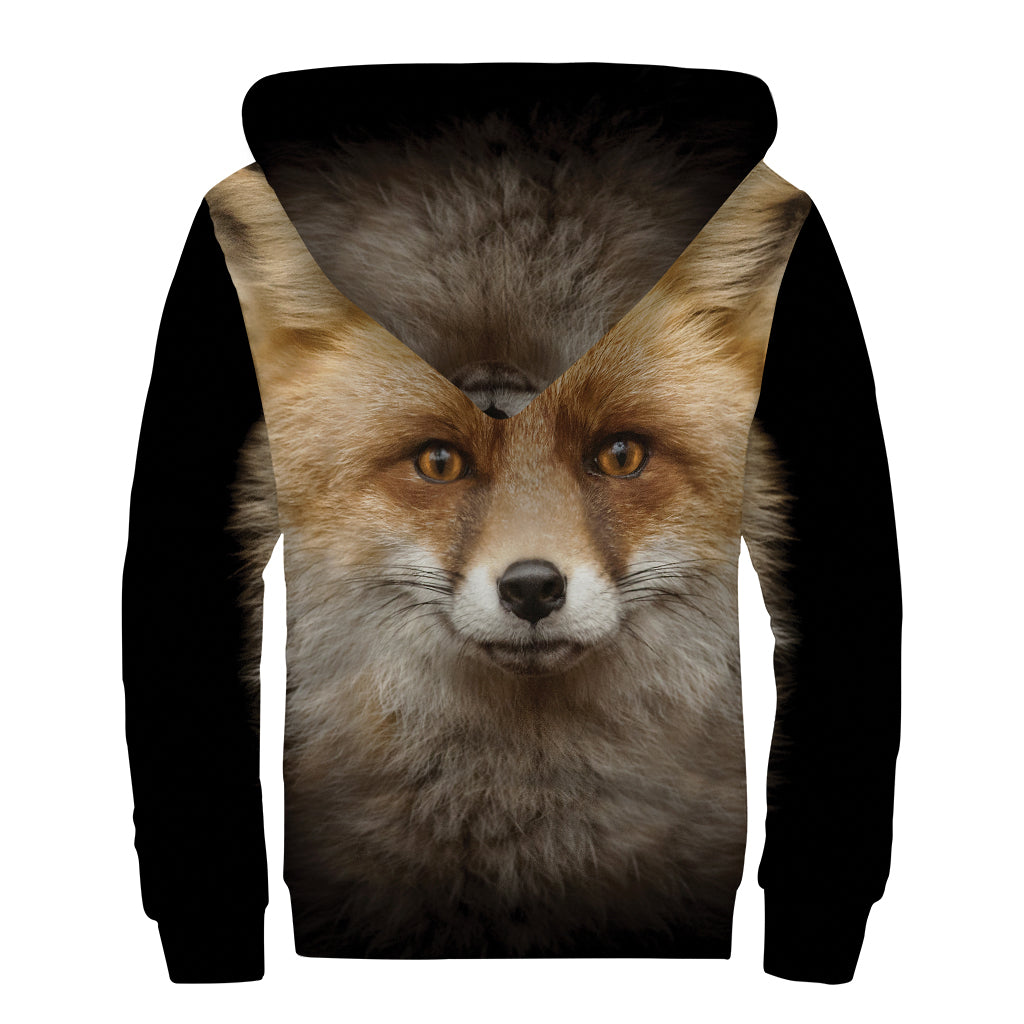 Fox Portrait Print Sherpa Lined Zip Up Hoodie: Embrace Your Inner Hippie Chic - 2