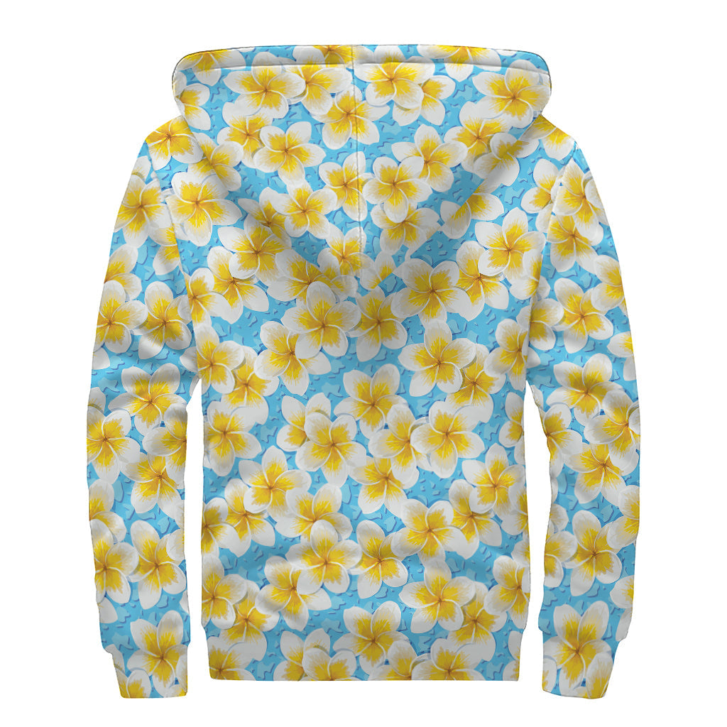 Frangipani on the Water: Sherpa-Lined Zip-Up Hoodie for Free-spirited Hippies - 2