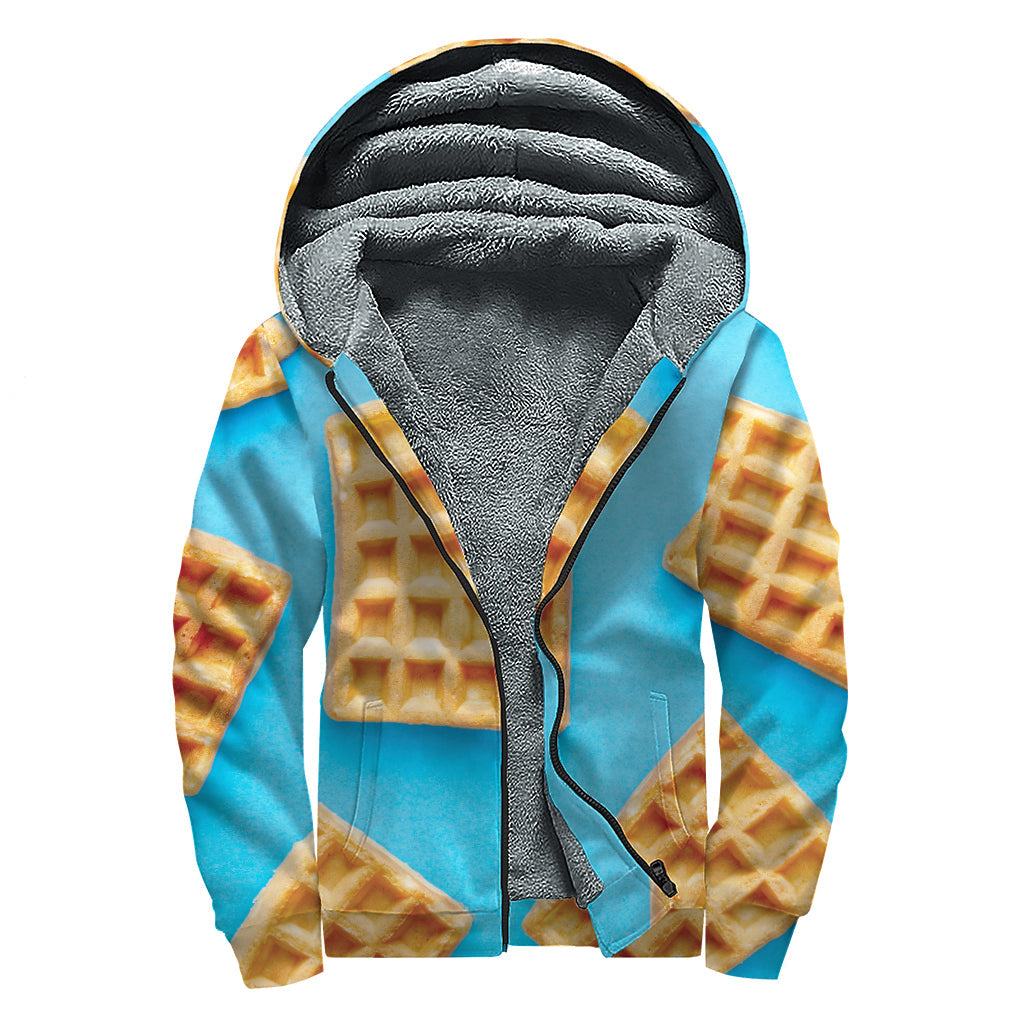 Fresh Waffles Print Sherpa Lined Zip Up Hoodie for the Groovy Hippie - 1