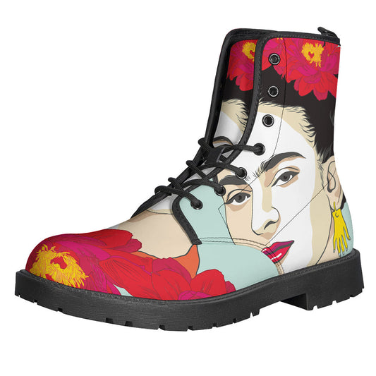 Frida Kahlo Floral Print Leather Boots for the Eclectic Hippie - 1