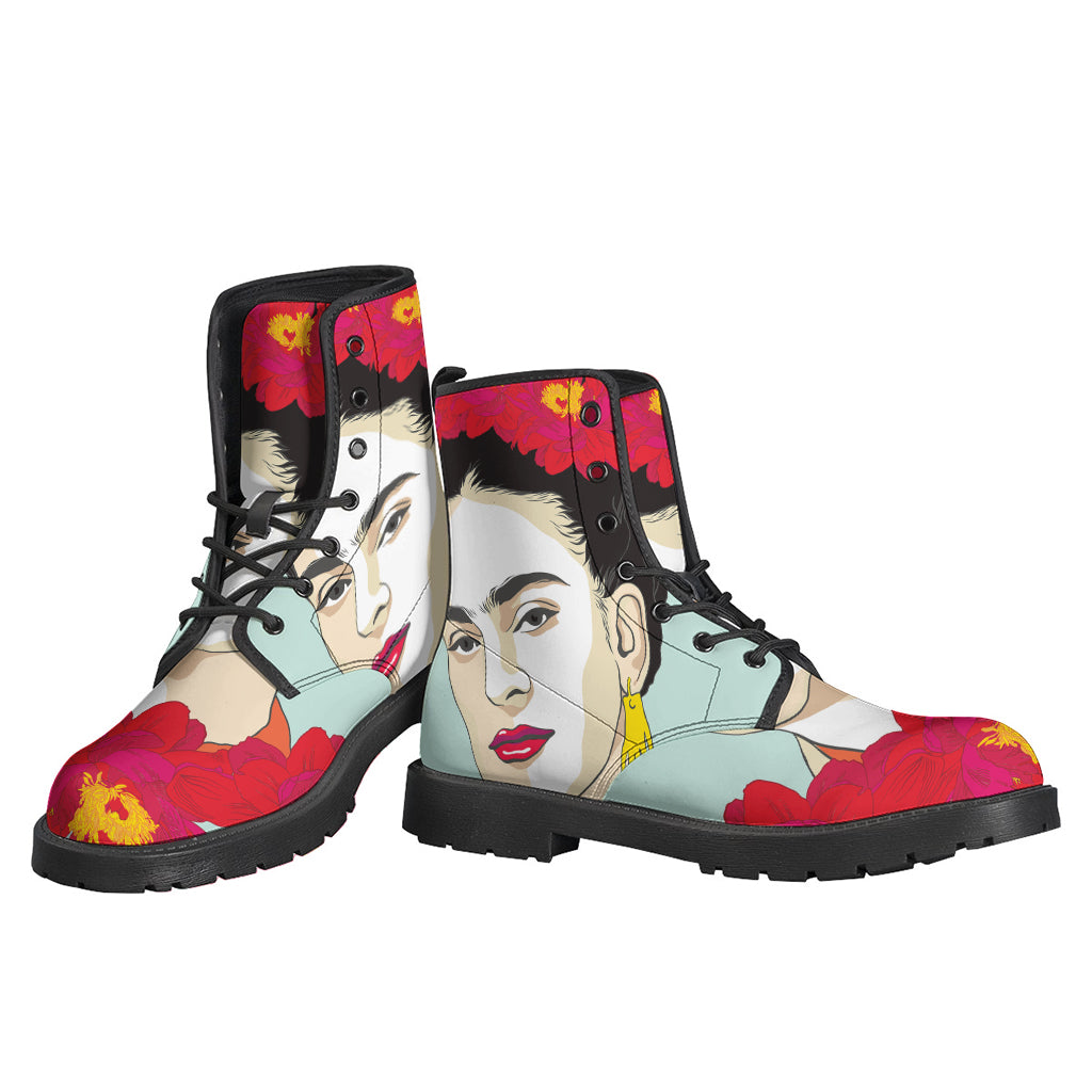 Frida Kahlo Floral Print Leather Boots for the Eclectic Hippie - 3