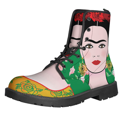 Frida Kahlo Inspired Leather Lightweight Boots for Boho Babes - 1