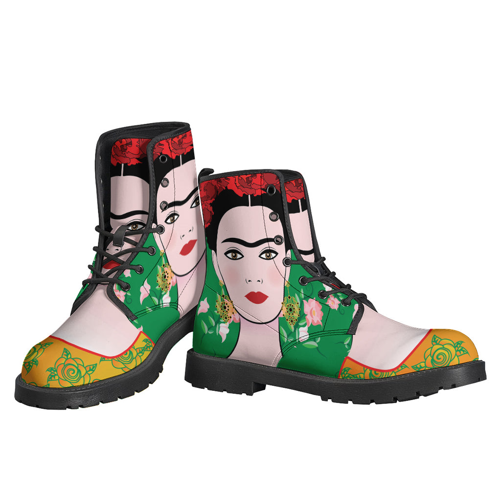 Frida Kahlo Inspired Leather Lightweight Boots for Boho Babes - 3