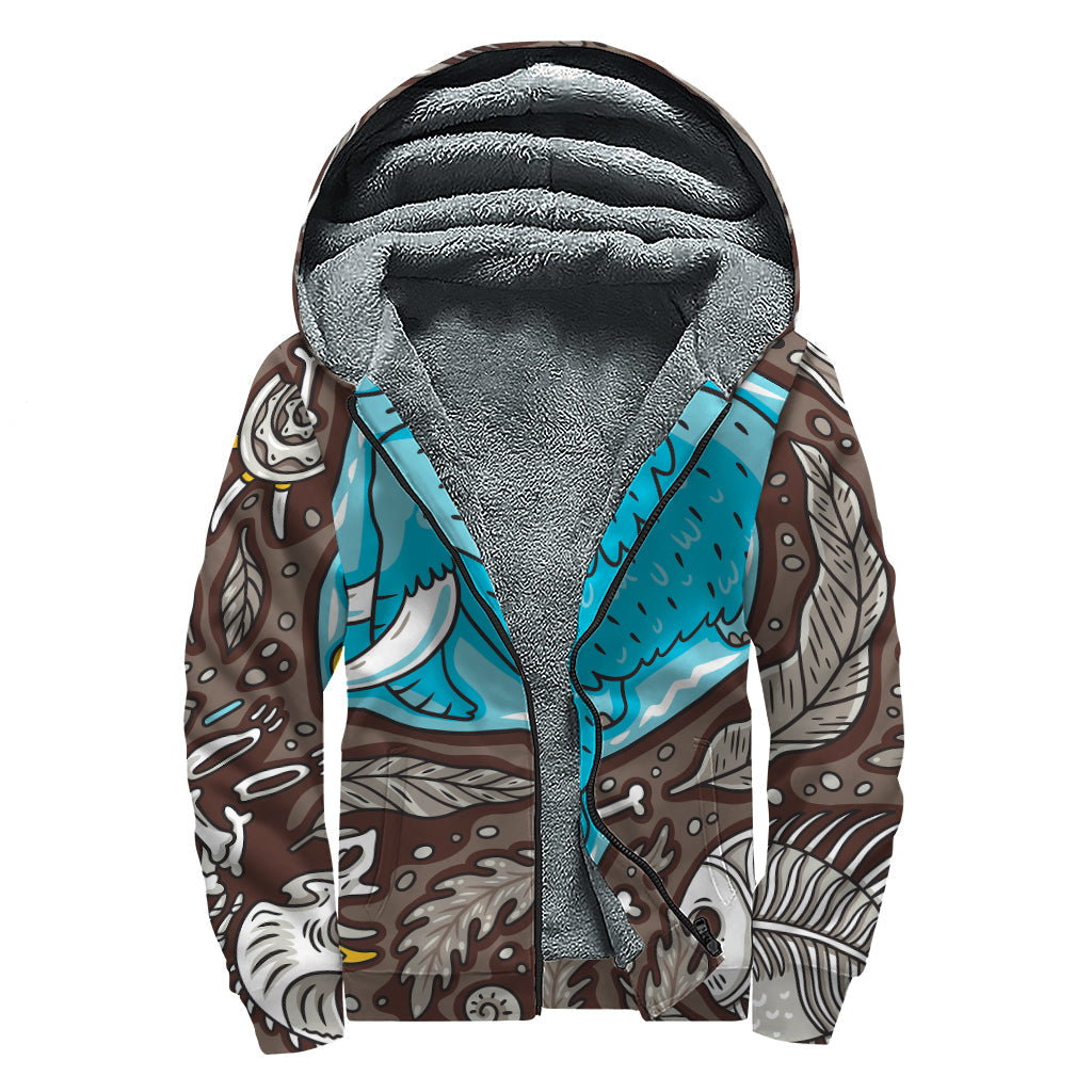 Frozen Mammoth and Fossil Print Sherpa Lined Zip Up Hoodie - Embrace Your Inner Hippie! - 1