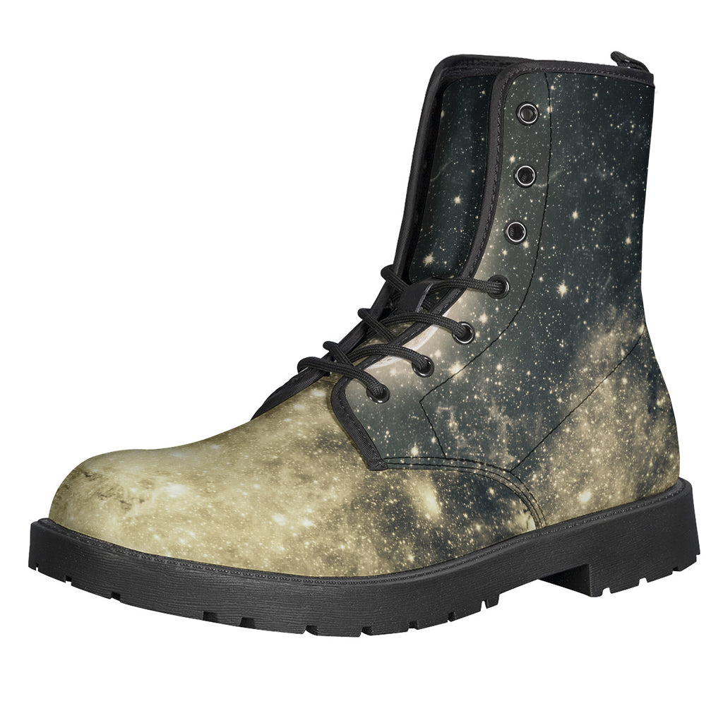 Full Moon and Night Stars Leather Boots for Free-Spirited Hippies - 1