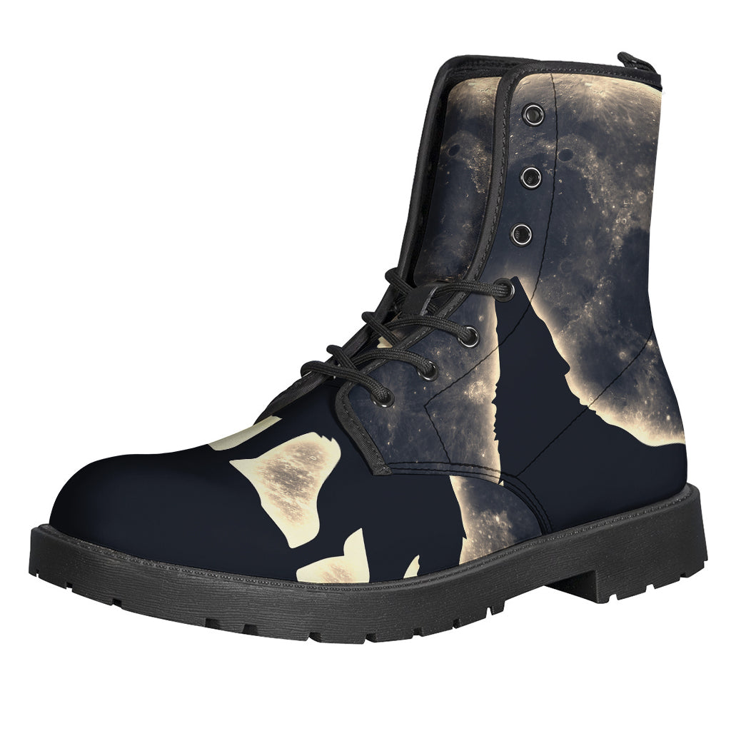 Howling Wolf Print Leather Boots for the Free-Spirited Hippie Soul - 1