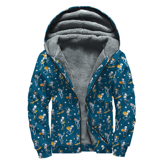 Groovy Bones: Sherpa-Lined Zip Up Hoodie for Hippie Fashionistas - 1