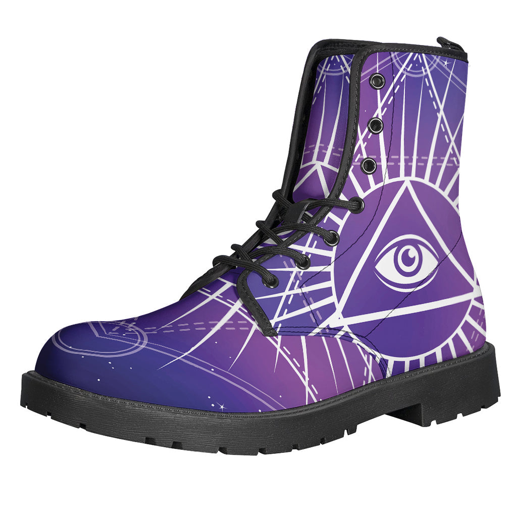 Galaxy Eye of Providence Leather Boots for the Free-Spirited Hippie - 1