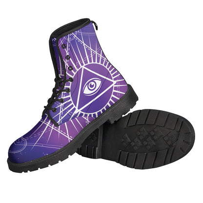 Galaxy Eye of Providence Leather Boots for the Free-Spirited Hippie - 2