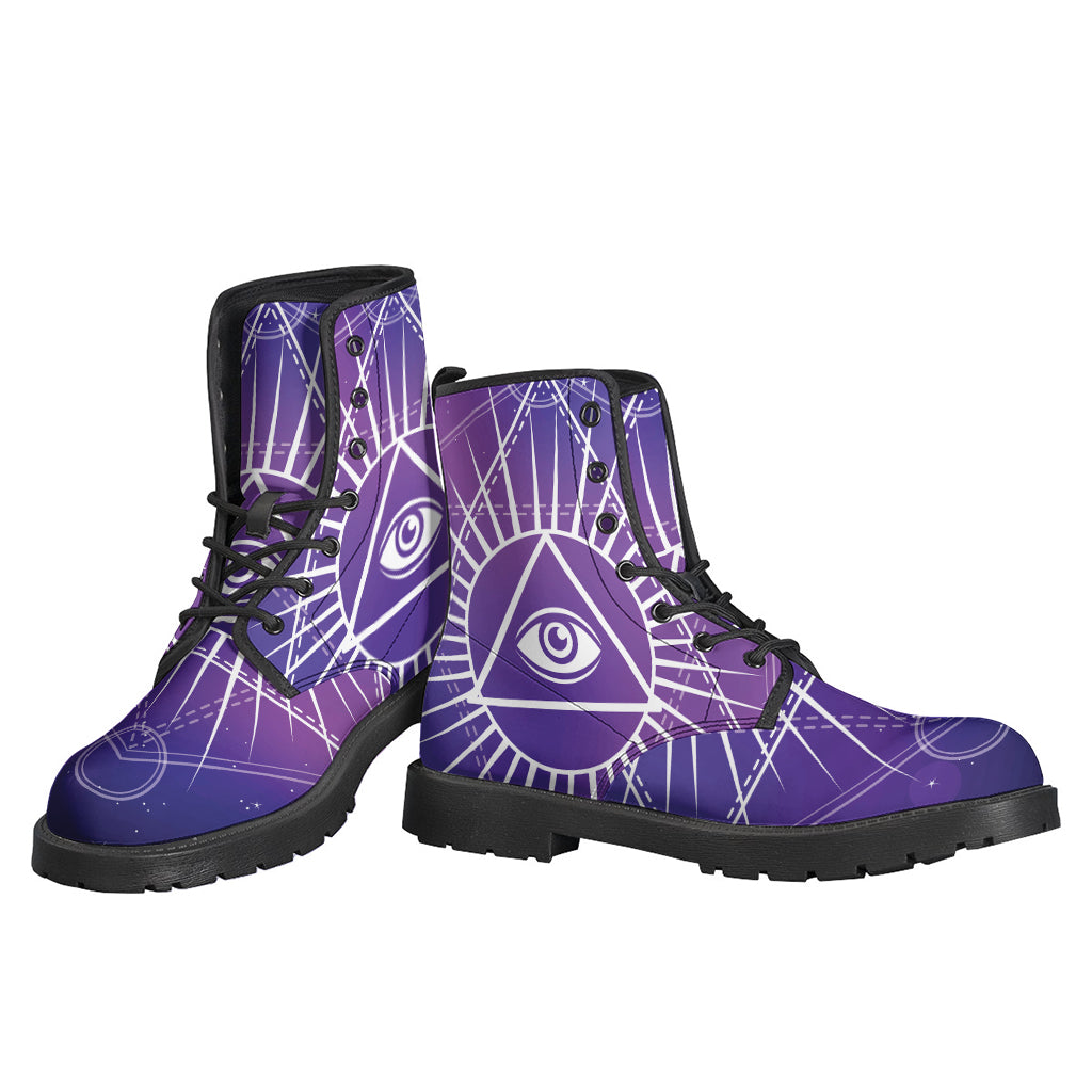 Galaxy Eye of Providence Leather Boots for the Free-Spirited Hippie - 3