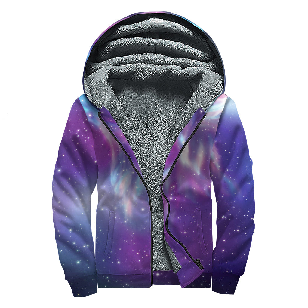 Galactic Howling Wolf Spirit Sherpa Zip-Up Hoodie - Embrace Your Inner Hippie - 1