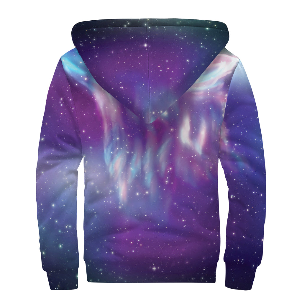 Galactic Howling Wolf Spirit Sherpa Zip-Up Hoodie - Embrace Your Inner Hippie - 2