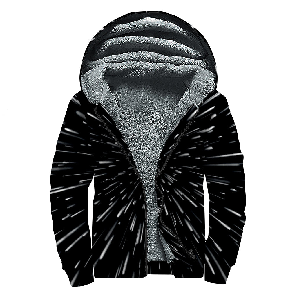 Galaxy Hyperspace Print Sherpa Lined Zip Up Hoodie: Cozy Style for Modern Hippies - 1