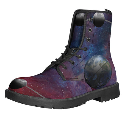 Galactic Lunar Phase Leather Lightweight Boots for Groovy Hippies - 1